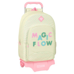 School Rucksack with Wheels Glow Lab Magic flow Beige 30 x 46 x 14 cm