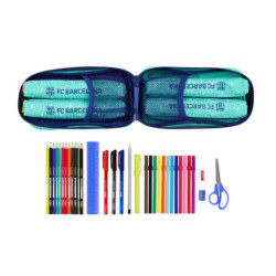 Backpack Pencil Case F.C. Barcelona Turquoise 12 x 23 x 5 cm (33 Pieces)