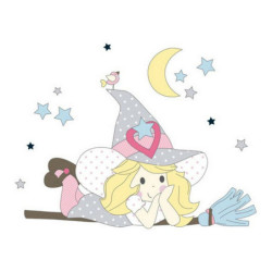 Cot Flat Sheet Cool Kids Witch 120 x 180 cm