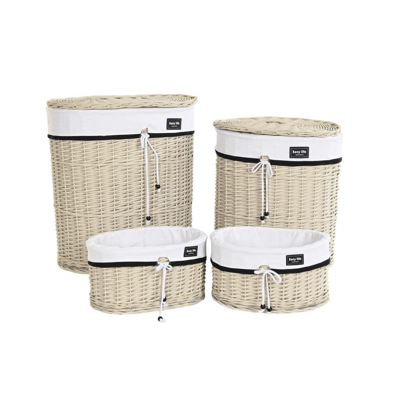 Set of Baskets DKD Home Decor White Beige wicker 51 x 38 x 58 cm