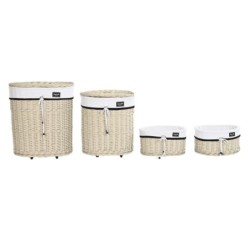 Set of Baskets DKD Home Decor White Beige wicker 51 x 38 x 58 cm