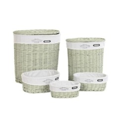 Set of Baskets DKD Home Decor Green wicker 51 x 37 x 56 cm (5 Pieces)