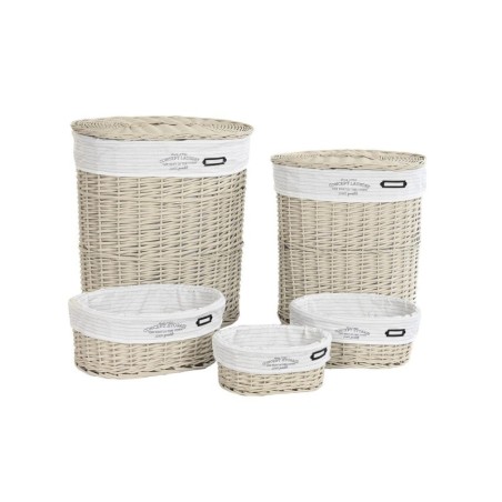 Set of Baskets DKD Home Decor Beige wicker 51 x 37 x 56 cm 52 x 38 x 56 cm (5 Pieces)