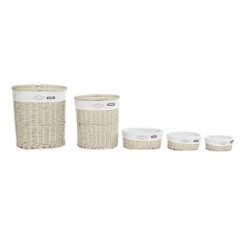 Set of Baskets DKD Home Decor Beige wicker 51 x 37 x 56 cm 52 x 38 x 56 cm (5 Pieces)