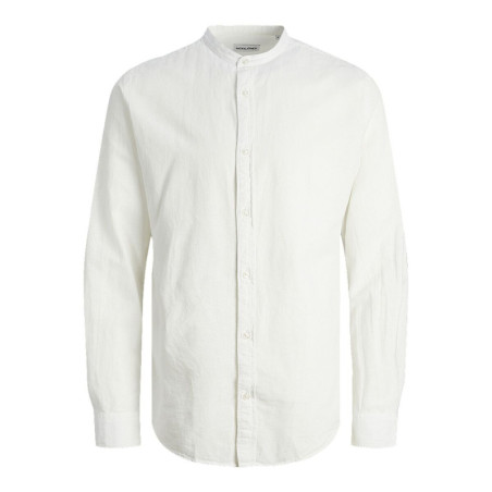 Men’s Long Sleeve Shirt Jack & Jones JJELINEN BLEND BAND 12248581 White