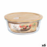 Round Lunch Box with Lid Santa Clara   Bamboo Borosilicate Glass 19,5 x 7,3 cm (6 Units)