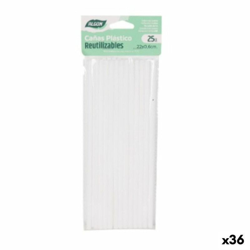 Reusable Straws Algon White Plastic 36 Units 22 cm 6 mm