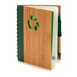 Spiral Notebook with Pen Bamboo 1 x 18 x 14 cm (12 Units)