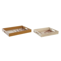 Set of trays DKD Home Decor Mustard Natural Aluminium MDF Wood 40 x 5 x 30 cm (2 Units)