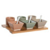 Appetizer Set DKD Home Decor 28 x 18,8 x 1,5 cm Porcelain Multicolour Bamboo 10 Pieces Scandinavian