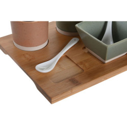 Appetizer Set DKD Home Decor 28 x 18,8 x 1,5 cm Porcelain Multicolour Bamboo 10 Pieces Scandinavian