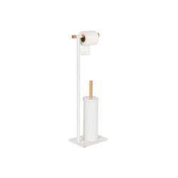 Toilet Roll Holder Home ESPRIT White Natural Metal Bamboo 22 x 16 x 68 cm