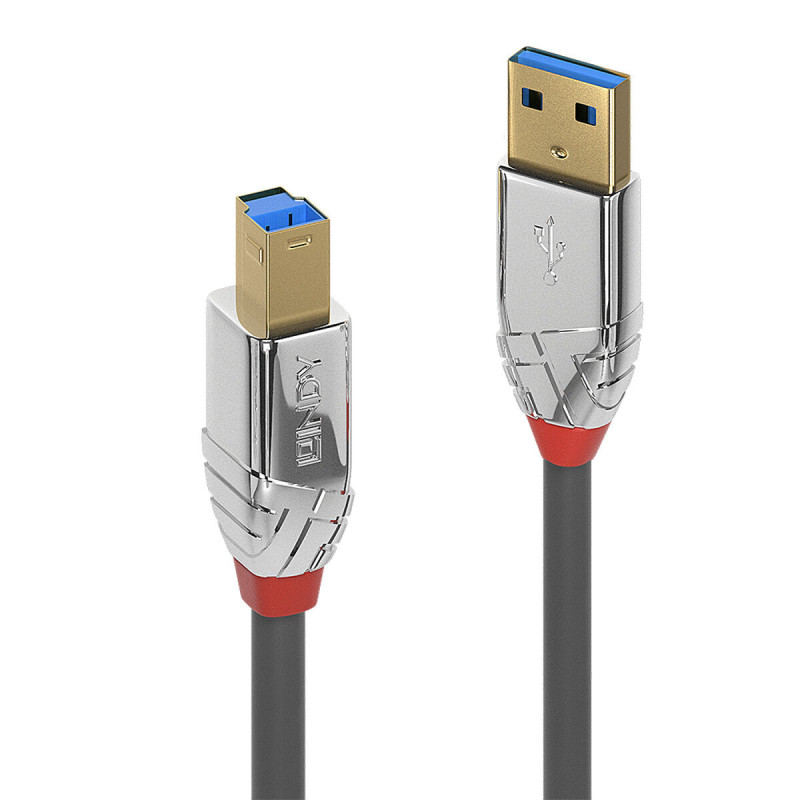 USB A to USB B Cable LINDY 36664 5 m Black Grey Anthracite