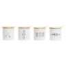 Sugar Bowl DKD Home Decor Sailor White Multicolour Bamboo Dolomite 4 Pieces 7,5 x 7,5 x 7,5 cm