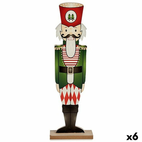 Decorative Figure Nutcracker White Black Red Green Wood 10 x 60 x 19 cm (6 Units)