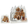 Decorative Figure White Brown Wood Town 44 x 44,5 x 6 cm Christmas