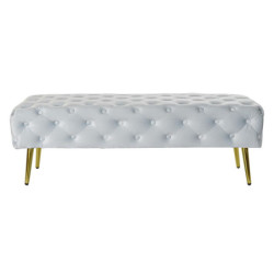 Bench DKD Home Decor   Golden Metal Polyester Velvet Sky blue (120 x 45 x 40 cm)