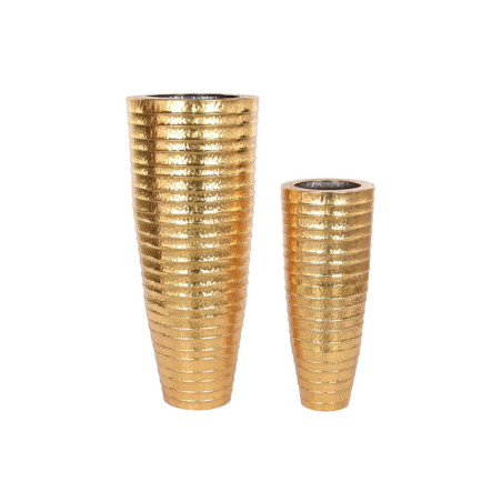 Set of Planters Home ESPRIT Golden Metal 51 x 51 x 123 cm