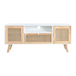 TV furniture DKD Home Decor 120 x 30 x 50 cm White Rattan Paolownia wood