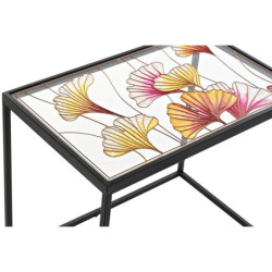 Set of 3 tables DKD Home Decor Yellow Black Pink Golden 60 x 40 x 50 cm