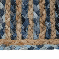 Carpet 290 x 200 cm Natural Blue Cotton Jute