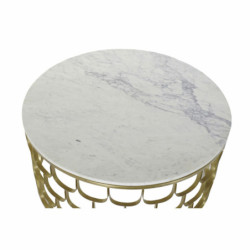 Side table DKD Home Decor 81 x 81 x 42 cm Golden White Plastic Marble Iron