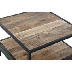 Side table DKD Home Decor Brown Black Metal Mango wood 60 x 60 x 46 cm