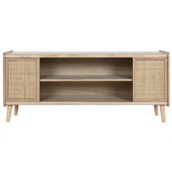 TV furniture Home ESPRIT Natural Rattan Paolownia wood 120 x 35 x 54 cm