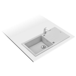 Sink with One Basin Teka Stone 60 L-TG 1C 1E White