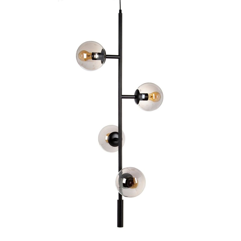 Ceiling Light 40 x 40 x 234 cm Crystal Black Metal Ø 15 cm Modern