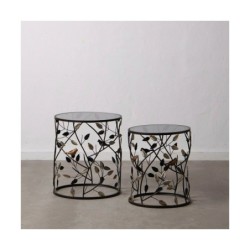 Side table 42,93 x 42,93 x 50,04 cm Crystal Black Golden Metal (2 Units)