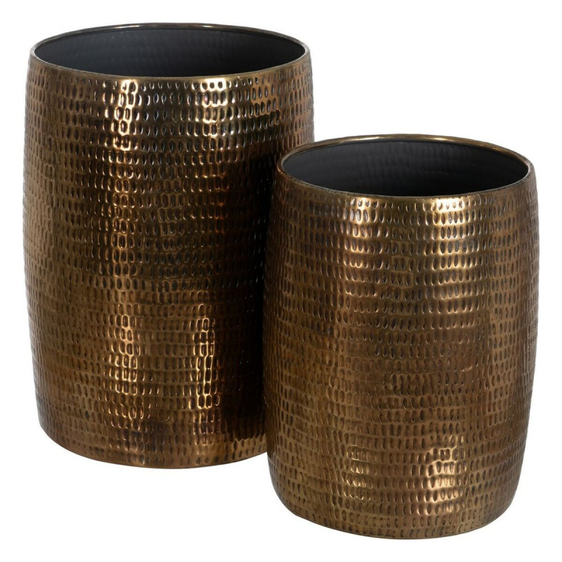 Vase 2 Pieces Bronze Golden Aluminium 35,5 x 35,5 x 50 cm