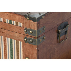 Set of Chests Home ESPRIT Brown Multicolour Wood Canvas Colonial 81 x 49 x 45 cm