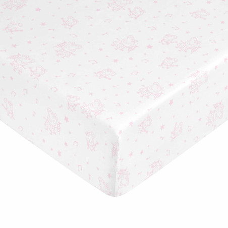 Fitted bottom sheet Peppa Pig White Pink 60 x 120 cm