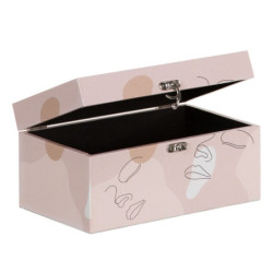 Decorative box Pink PVC Canvas Paper DMF 30 x 18 x 15 cm (2 Pieces)