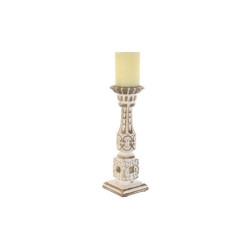 Candleholder Home ESPRIT White Natural Metal Mango wood 13 x 13 x 33 cm