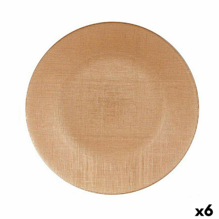 Flat Plate Golden Glass Ø 27 cm (6 Units)