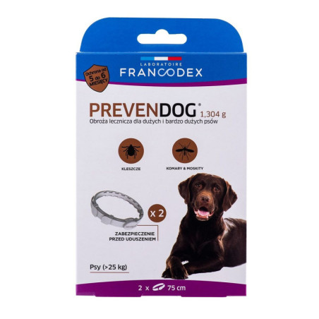 Anti-parasite collar Francodex PrevenDog 75 cm Ticks 2 Units