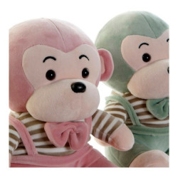 Fluffy toy DKD Home Decor Green Pink Plastic Children's Monkey 23 x 20 x 27 cm (2 Units)