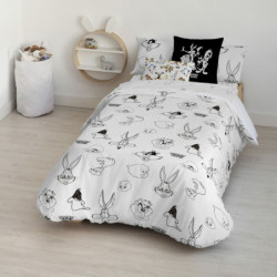 Nordic cover Looney Tunes Looney B&W White black 240 x 220 cm