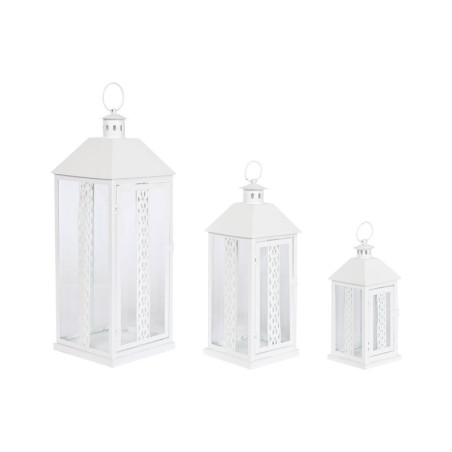 Lantern Home ESPRIT White Crystal Iron Shabby Chic 20 x 20 x 55 cm (3 Pieces)