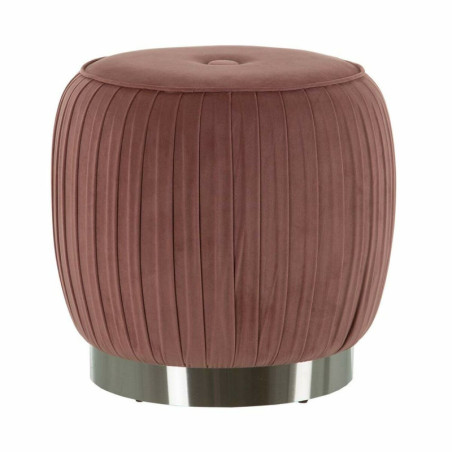 Pouffe Synthetic Fabric Pink Wood 43 x 43 x 42 cm