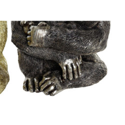 Decorative Figure DKD Home Decor 22 x 23,5 x 31 cm Silver Golden Colonial Gorilla (2 Units)