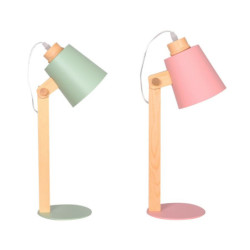 Desk lamp DKD Home Decor Green Pink Natural Wood Metal 50 W 220 V 18 x 20 x 45 cm 15 x 20 x 50 cm (2 Units)