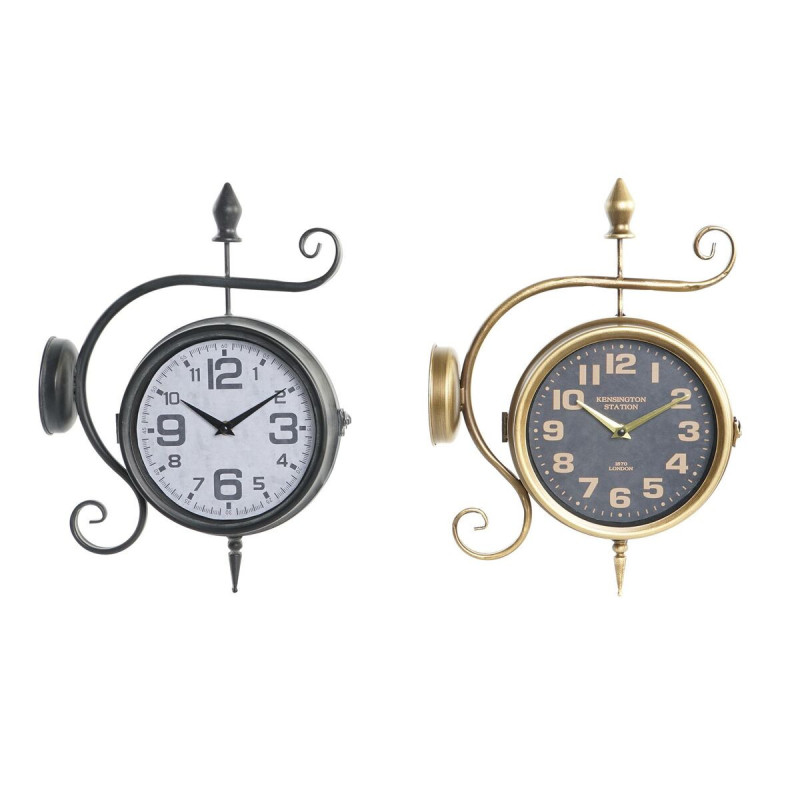 Wall Clock DKD Home Decor Station 29 x 10 x 39,5 cm Iron Vintage (2 Units)