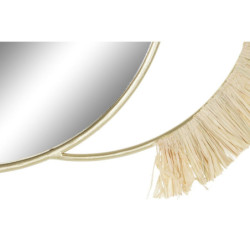 Wall mirror DKD Home Decor Natural Golden Metal Fibre Fringe (89 x 2 x 40 cm)