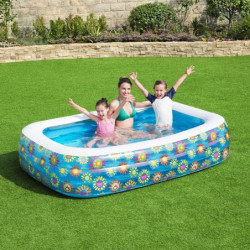 Inflatable Paddling Pool for Children Bestway Floral 229 x 152 x 56 cm Blue