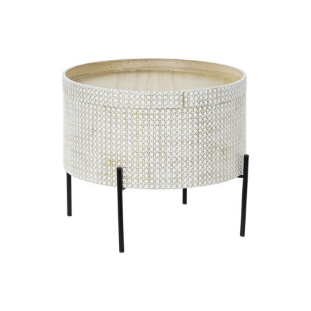 Side table DKD Home Decor White Brown Golden Metal MDF Wood 45 x 45 x 39 cm