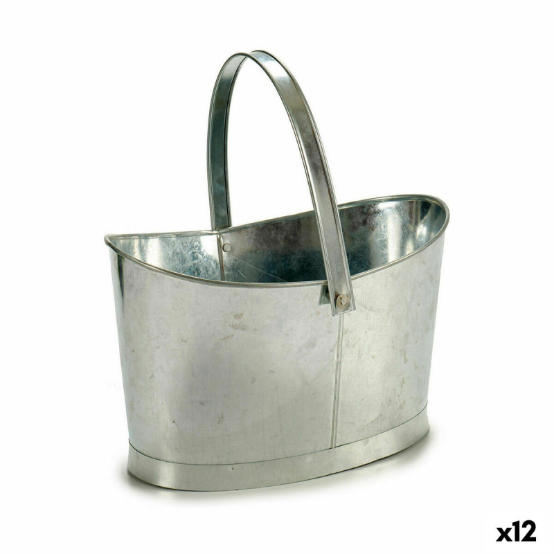 Plant pot Basket Silver Zinc 21 x 19,5 x 35,5 cm (12 Units)