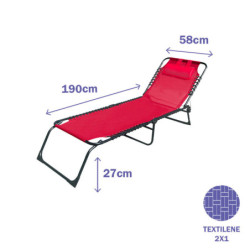 Sun-lounger Marbueno Foldable 190 x 27 x 58 cm